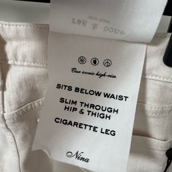 NWT RAG & BONE Nina High Rise Ankle Cigarette Ecru Jeans in 26 size - Picture 12 of 17